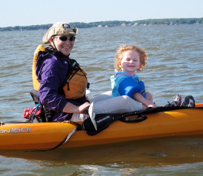 Amber learns to kayak